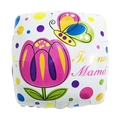 Square 18-inch Mother's Day foil balloon featuring Te amo Mamá text and tulip - 18 Inch White Color Dots Square I Love You Mom (C4029)