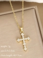 Collier avec pendentif croix dorée et zircone cubique, taille 2.3x1.5cm, poids de 3g - Doré