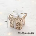 Golden glitter gift box ornament with white ribbon bow, 6cm size for Christmas decor - Gold Vertical Striped Gift Box