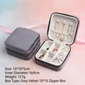 Gray velvet square jewelry box with zipper and compartmentalized interior storage - Square 10x10 Velvet Style / Gray