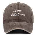 Vintage washed charcoal cotton baseball cap with in my ERAS era white embroidery - Coffee