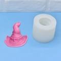 Magic hat silicone mold for DIY soap and candles with a finished pink witch hat model - One Size / White