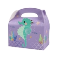 Scatola regalo viola mondo sottomarino con motivo cavalluccio marino e manico per dolci - Scatola Portatile Viola - Cavalluccio Marino