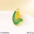 Golden corn enamel pendant DIY charm for jewelry making in yellow and green finish - Corn (KLJ10795-ZLA)