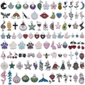 Assorted colorful enamel alloy charms with cross, heart, and musical note motifs for DIY jewelry - White K Enamel Mix (SN1484)