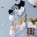 Five-pack set of women's polka dot mesh invisible socks in assorted pastel colors - Multicolor Combo