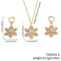 Detail van gouden sneeuwvlok ketting en oorbellen set met zirkonia kristallen - Goud (TZ00221-2)