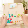 Wooden magnetic puzzle maze with colorful geometric shapes and a stylus for kids - BTE-Color Shape Classification Board