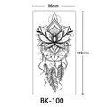 Black sketch tattoo sticker featuring lotus and mandala design, size 190x96mm BK-100 - BK-100 / 96*190mm
