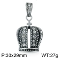 Pendentif couronne argentée avec zircons et design punk vintage de 30x29mm - Pendentif Couronne Full Diamant Sans Chaîne (KP57167-BD)