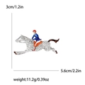 Spilla vintage a cavallo in argento con cristalli scintillanti e cavaliere in smalto - Blu