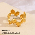 Adjustable golden stainless steel ring featuring hammered texture and circular plates - Hammered Texture 701-9 / Gold