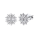 S925 sterling silver evil eye stud earrings with sparkling cubic zirconia and starburst design - Silver Evil Eye Starburst (APE128-P)