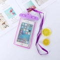 Luminous purple waterproof phone case with touch-screen PVC material and matching neck strap - Glow in the Dark / Purple