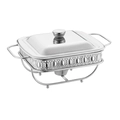 Quadratischer Speisenwärmer aus Edelstahl mit goldenem Gestell und Glasdeckel für Catering - 2.0L Quadratisch Silber