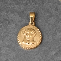 Relief Jesus coin pendant in 18K gold plated titanium steel with rope texture border - B10-Jesus Relief