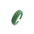 Macro detail of grass green spiral textured open ring with smooth enamel coating - One Size/Adjustable / Green