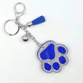 Portachiavi con zampa di strass blu con nappa coordinata e campanellino in metallo - Blu Reale