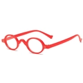 Steampunk round frame sunglasses in bright red finish with retro minimalist design - Red Frame Clear Lens