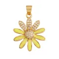 Daisy flower pendant in gold finish with white zircons and yellow enamel details - Gold Yellow Petal Partially Zirconia Sunflower