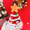 Cappello di Natale all'uncinetto per animali con pompon colorati e stella gialla - S / Cappello Rosso Multistrato Stella di Natale