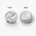 Silver stainless steel Tai Chi Yin Yang charm bead showing front and back details - 4# Tai Chi Yin Yang / Steel