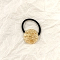 Golden alloy ponytail holder featuring a hollow round design with wrinkled texture - Gold Round Lava Texture 3.5cm