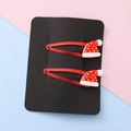 Glittery red Christmas hat hair clips for kids, set of two festive holiday BB barrettes - Star Santa Hat