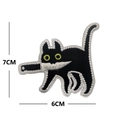 Patch ricamata gatto nero divertente con coltello e velcro per attrezzatura outdoor 7cm - Gatto nero con coltello (V01286-1)