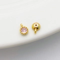 14K gold filled round pink zircon pendant charm with bezel setting for DIY jewelry - Single Loop 4*6mm / Pink