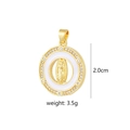 18K gold-plated portrait pendant with white ring and clear zircon stones, 2.0cm diameter - 【D2025JB】Round White Ring Virgin Mary