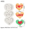 Siliconen mal met drie harten en I Love You tekst voor Valentijnsdag bakken - 4# Driedubbel Hart I Love You / Grijs