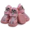 Bottes de sport roses pour chien avec maille respirante et semelles en caoutchouc antidérapantes - Style 1 / Rose vif