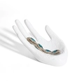 White ceramic hand-shaped jewelry holder with elegant leaf vein texture and gemstone bracelet - White