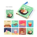 Washable baby cloth book with food series patterns like pizza and burger for infants - Food Series