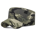 Militärische Flat-Top-Camouflage-Kappe für Herren mit taktischem Stern-Abzeichen in Waldtarn - Verstellbar / Tarnfarben