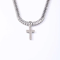 Collana con ciondolo a croce in argento e strass rettangolari su catena tennis - Platino Zirconia Bianca (Stile Croce Diamante Completo)