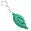 Leaf-shaped personal safety alarm in green finish with metal keychain attachment - Cyan Green