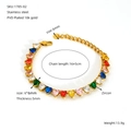Détail du bracelet en acier inoxydable plaqué or 18k avec coeurs en zircon colorés - Style Zircone Coeur Mélangé Multicolore (ZH1785-02)