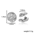 Titanium steel irregular liquid metal earrings in polished bright silver finish - Liquid Metal Irregular Stud Style (ER-1620)
