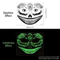 Luminous Halloween skull face tattoo with skeleton hand and green glowing effect - Oozing Teeth (HY-012)