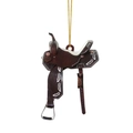 Pendaglio per specchietto auto a forma di sella western con trama in pelle e staffa - Stile 6 / Con Cordino