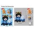 Christmas window stickers size chart showing cartoon cat, gingerbread man and snowflakes - BQ628
