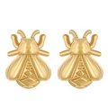 Detailed view of dainty gold-plated bee earrings with intricate textured wing carvings - 04 Gold Bee Stud Earrings