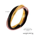 Dreifarbiger, geschichteter Edelstahl-Armreif mit Schlangenknochen-Struktur in Gold und Schwarz - Kleiner Gold Schwarz Patchwork Armreif (Z010)
