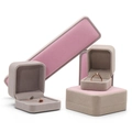 Pink and grey velvet jewelry gift boxes for rings, necklaces and bracelets set - Pink+Grey