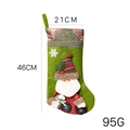 Green knitted Christmas stocking with 3D Santa Claus applique and snowflake details - Green Santa Claus Christmas Stocking