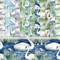 Swan Lake themed DIY scrapbook paper pack with 12 watercolor swan patterns for crafting - R2321a 24 Sheets