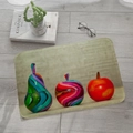 Absorberende flanellen vloermat met digitale fruitprint op grijze houten vloer - 40x60cm / Artistieke Peer