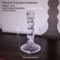 Vintage crystal glass candle holder with triple sphere design and diamond texture - Diamond Three Balls